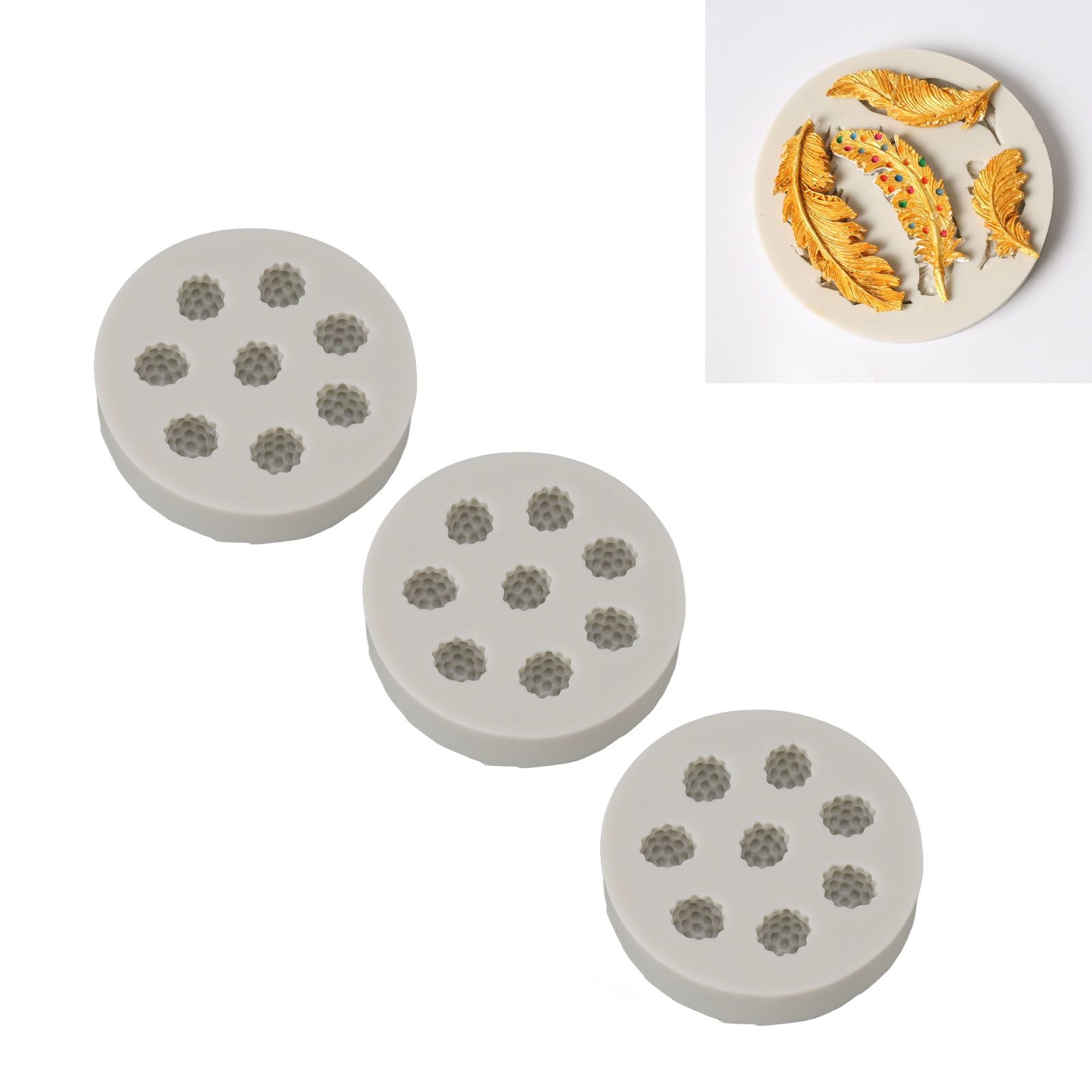 3Pcs Silicone Mold Raspberry Shape Easy Demoulding Flexible Soft Grey Baking Mold for DIY Cake Fondant V1294-YM0523-3118220056311