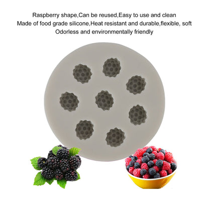 3Pcs Silicone Mold Raspberry Shape Easy Demoulding Flexible Soft Grey Baking Mold for DIY Cake Fondant V1294-YM0523-3118220056311