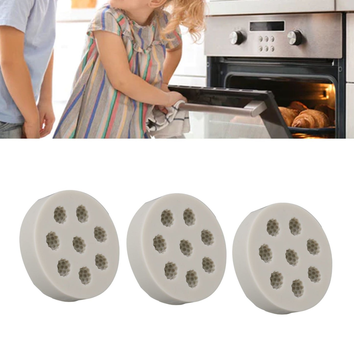 3Pcs Silicone Mold Raspberry Shape Easy Demoulding Flexible Soft Grey Baking Mold for DIY Cake Fondant V1294-YM0523-3118220056311