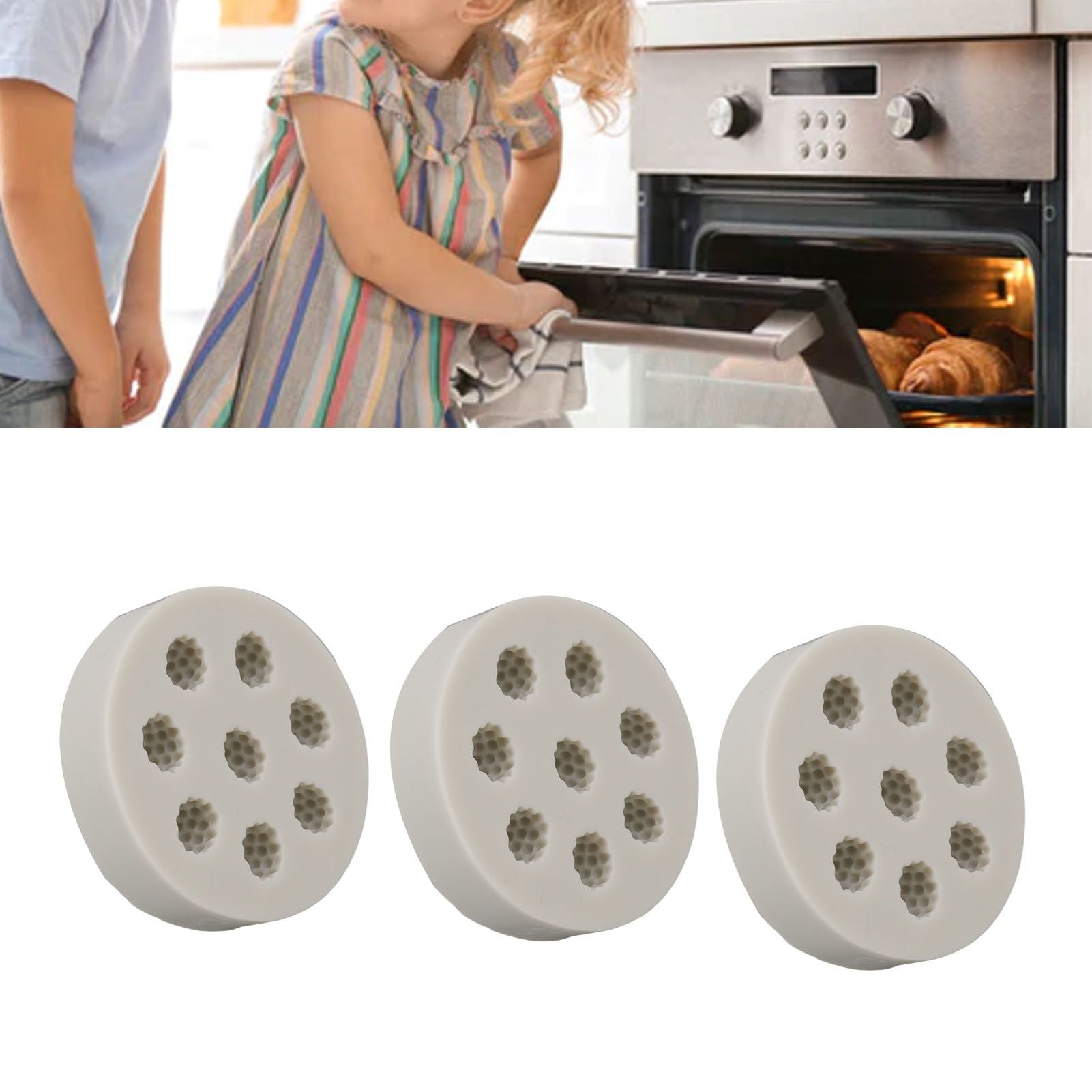 3Pcs Silicone Mold Raspberry Shape Easy Demoulding Flexible Soft Grey Baking Mold for DIY Cake Fondant V1294-YM0523-3118220056311