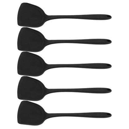 5Pcs Cooking Spatula with Hanging Hole Ergonomic Prevent Scalding Chinese Silicone Spatula for Kitchen Black V1294-YM0523-3118220058611
