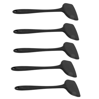 5Pcs Cooking Spatula with Hanging Hole Ergonomic Prevent Scalding Chinese Silicone Spatula for Kitchen Black V1294-YM0523-3118220058611