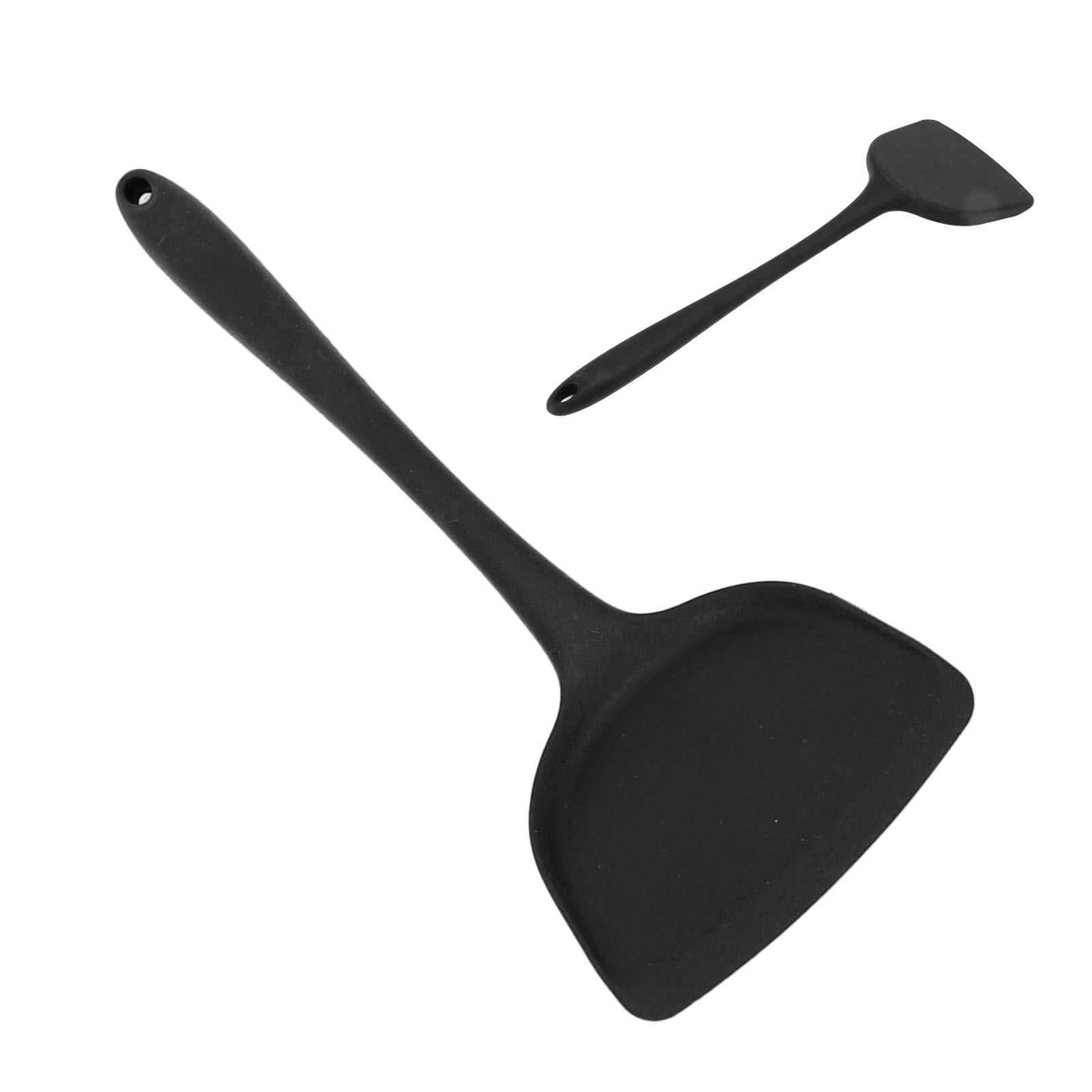 5Pcs Cooking Spatula with Hanging Hole Ergonomic Prevent Scalding Chinese Silicone Spatula for Kitchen Black V1294-YM0523-3118220058611