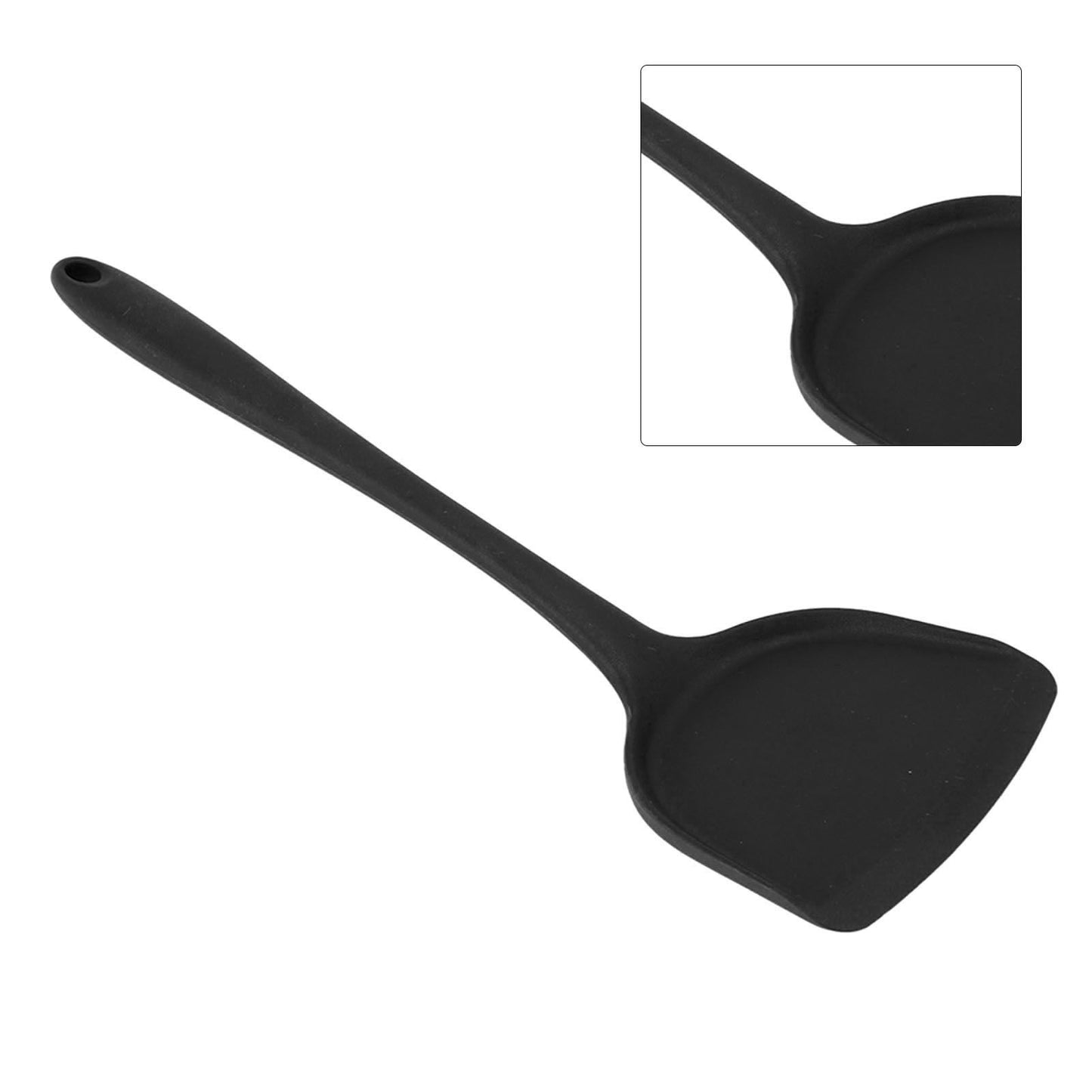 5Pcs Cooking Spatula with Hanging Hole Ergonomic Prevent Scalding Chinese Silicone Spatula for Kitchen Black V1294-YM0523-3118220058611