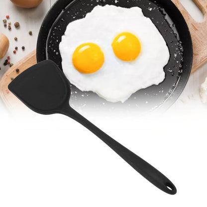 5Pcs Cooking Spatula with Hanging Hole Ergonomic Prevent Scalding Chinese Silicone Spatula for Kitchen Black V1294-YM0523-3118220058611