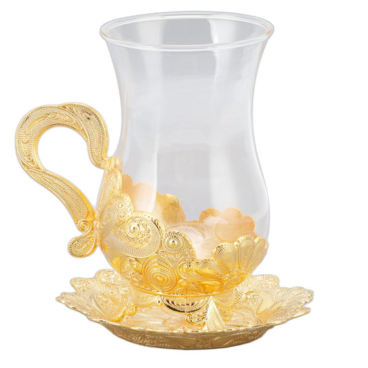 Gold Coffee Cups European Beautifully Carved Coffee Cup Elegant Retro Zinc Alloy Teacup with Saucer for Bar V1294-YM0523-3118220060311