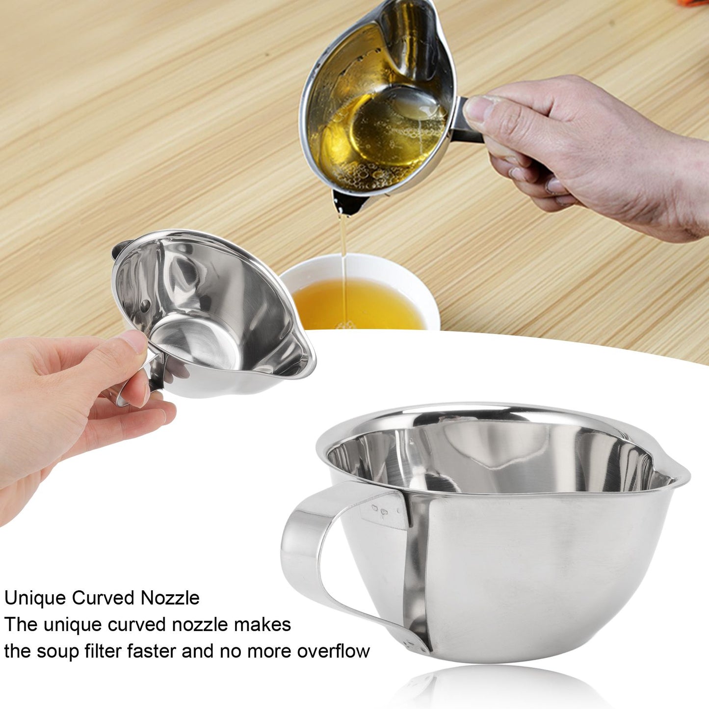304 Stainless Steel Oil Fat Filter Baby Soup Oil Water Separator Fat Separator Kitchen Gadgets V1294-YM0523-3118220063111