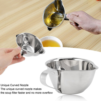 304 Stainless Steel Oil Fat Filter Baby Soup Oil Water Separator Fat Separator Kitchen Gadgets V1294-YM0523-3118220063111