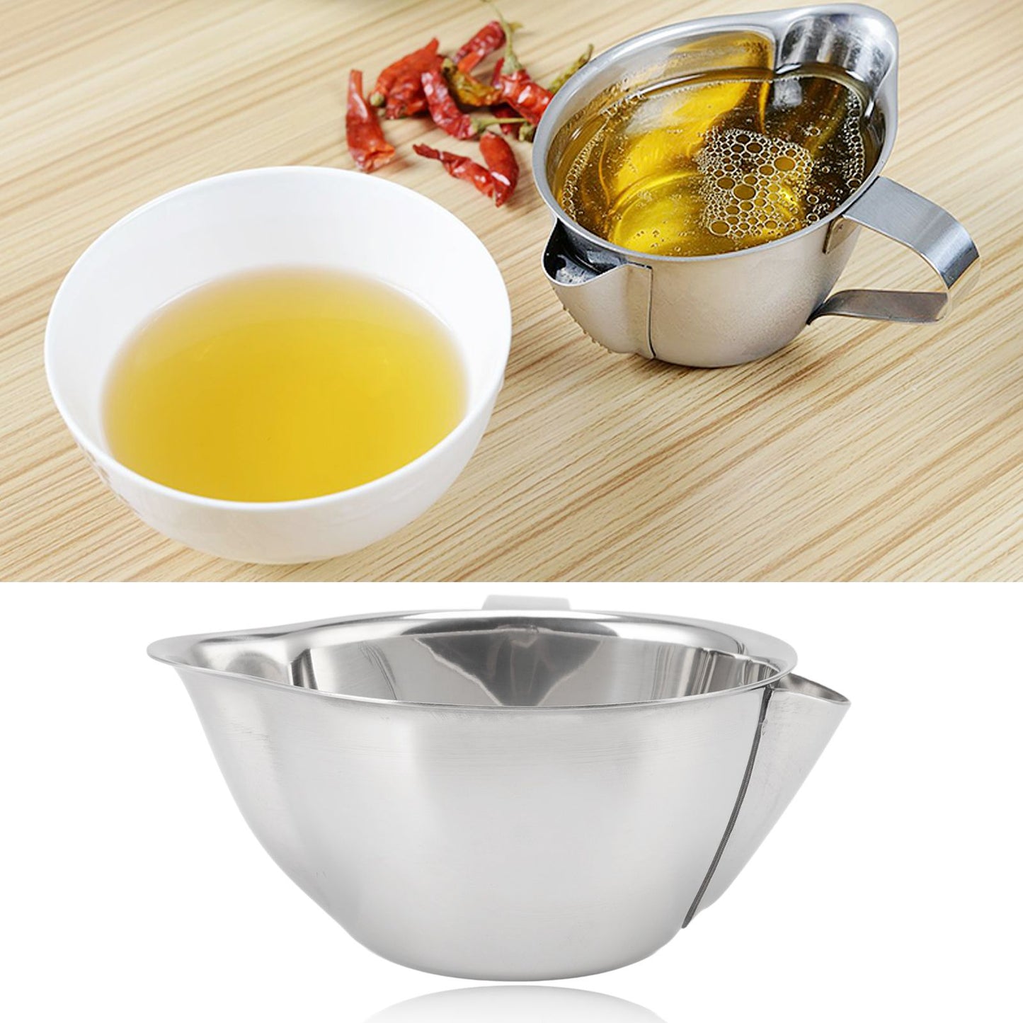 304 Stainless Steel Oil Fat Filter Baby Soup Oil Water Separator Fat Separator Kitchen Gadgets V1294-YM0523-3118220063111