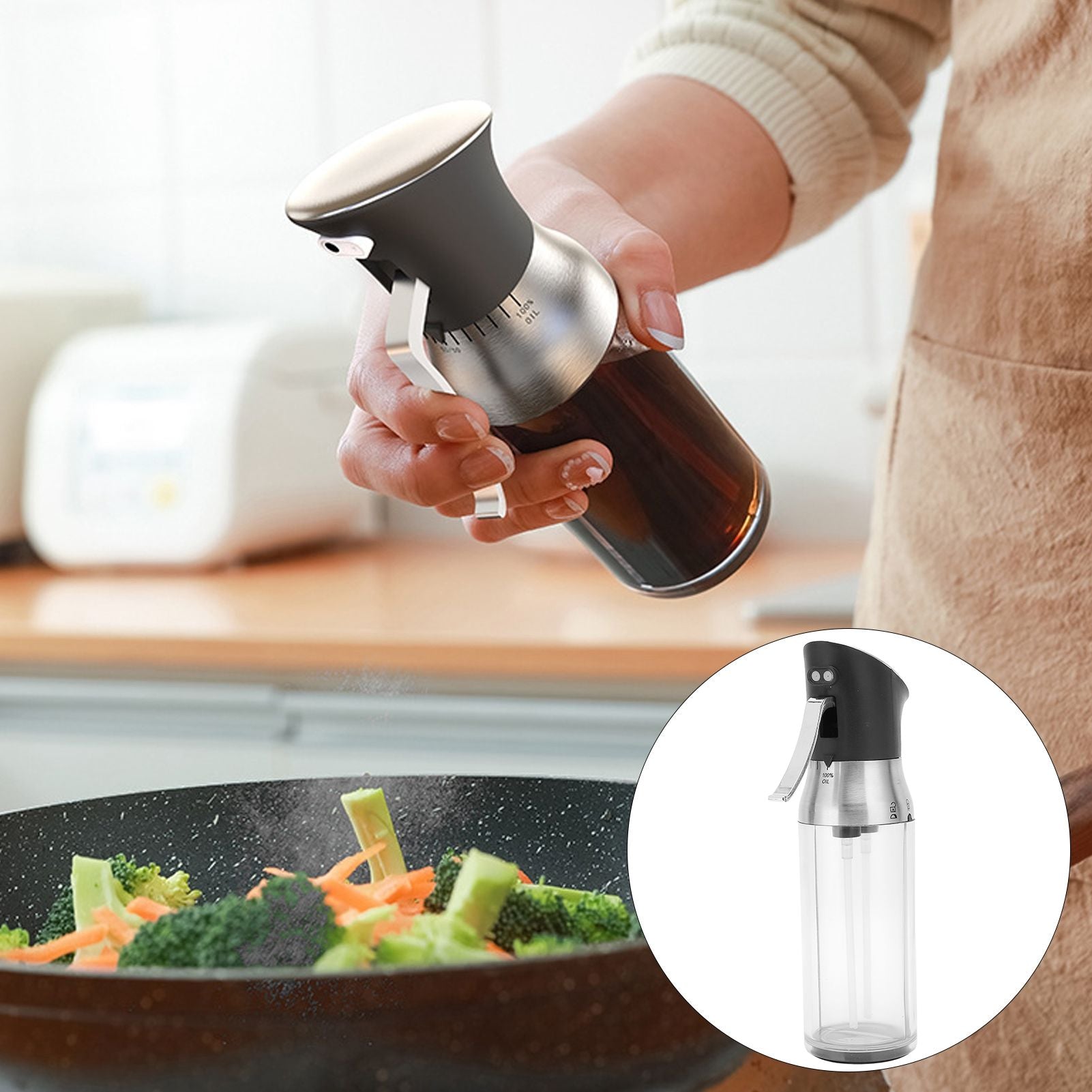 Oil Bottle Portable Home Kitchen Barbecue Picnic Non Slip Columnar Atomization Spray Bottle Olive Oil V1294-YM0523-3118220064311