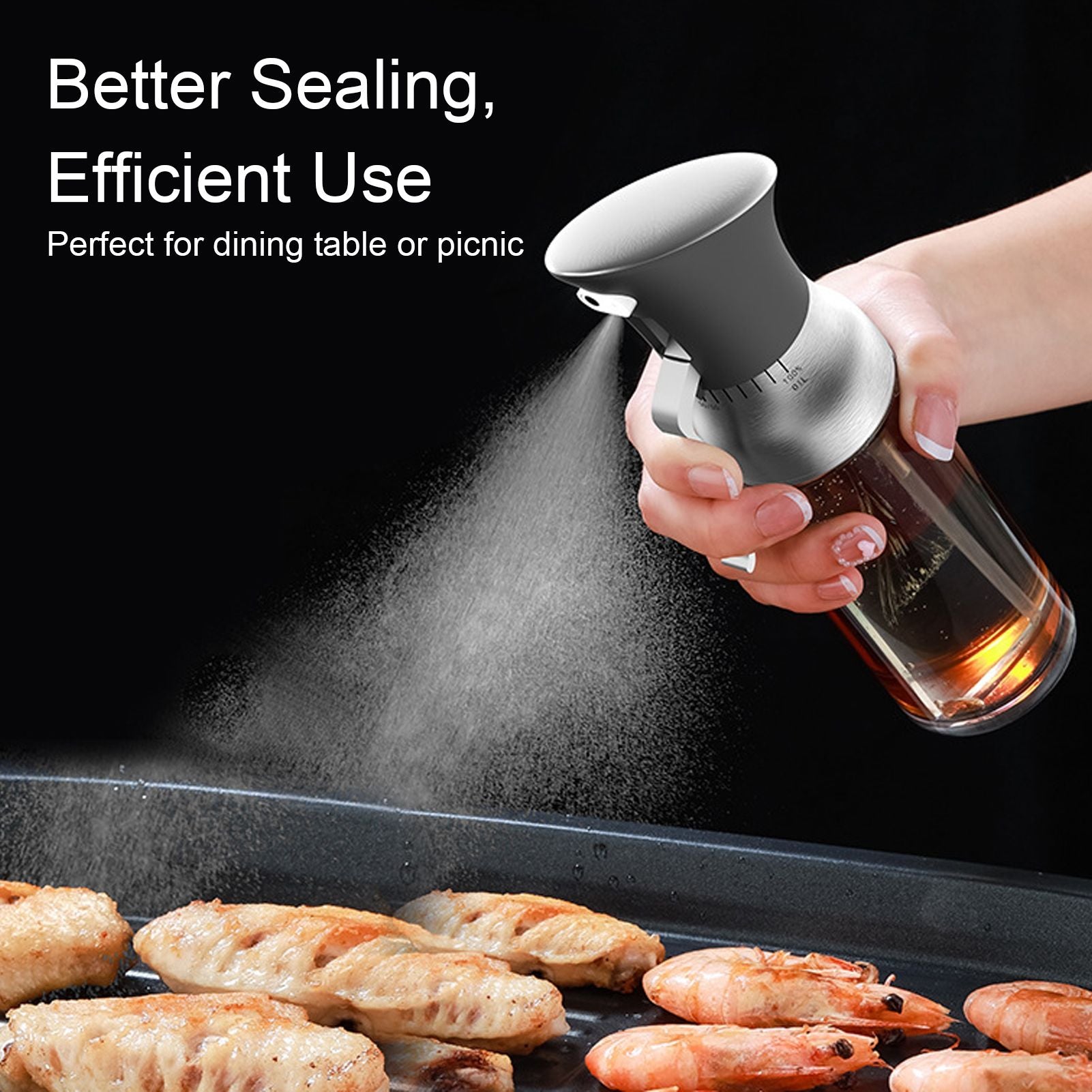 Oil Bottle Portable Home Kitchen Barbecue Picnic Non Slip Columnar Atomization Spray Bottle Olive Oil V1294-YM0523-3118220064311