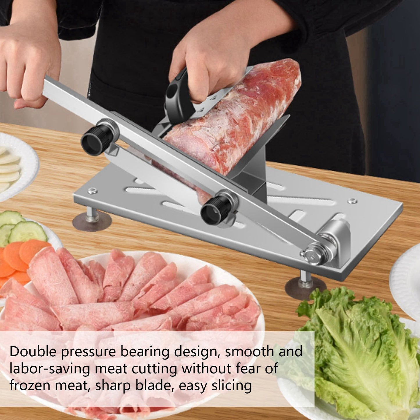 Household Manual Lamb Slicing Machine Frozen Meat Cutting Machine Beef Mutton Sheet Rolls Cutter for Kitchen V1294-YM0523-3118220066311