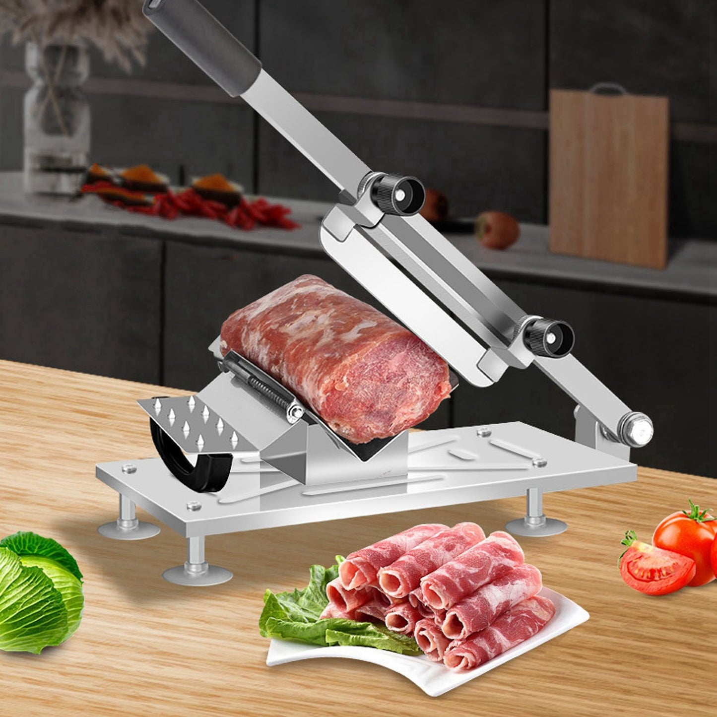 Household Manual Lamb Slicing Machine Frozen Meat Cutting Machine Beef Mutton Sheet Rolls Cutter for Kitchen V1294-YM0523-3118220066311