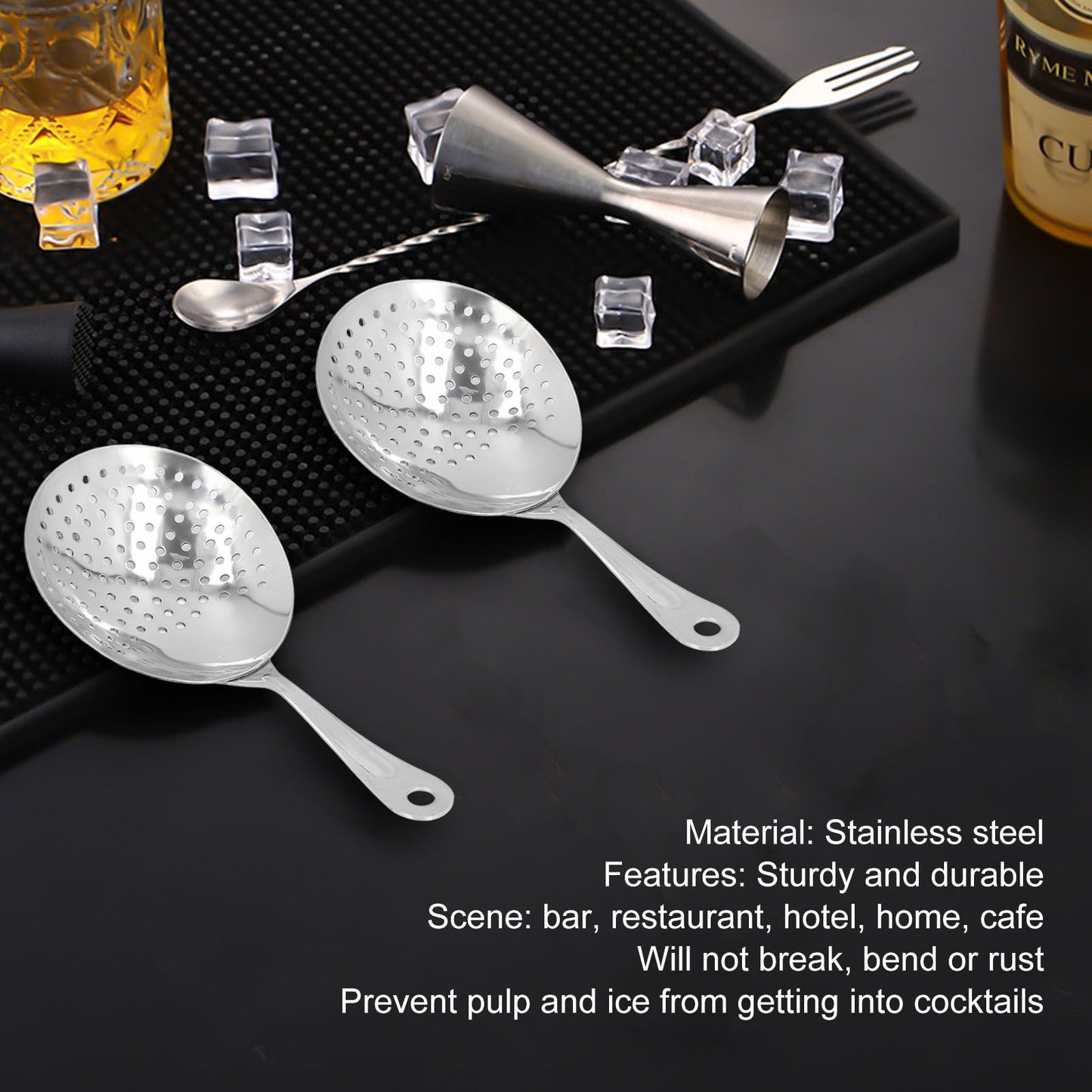 Cocktail Strainer Professional Stainless Steel Shell Cocktail Strainer for Bar Club Restaurant Silver V1294-YM0523-3118220066514