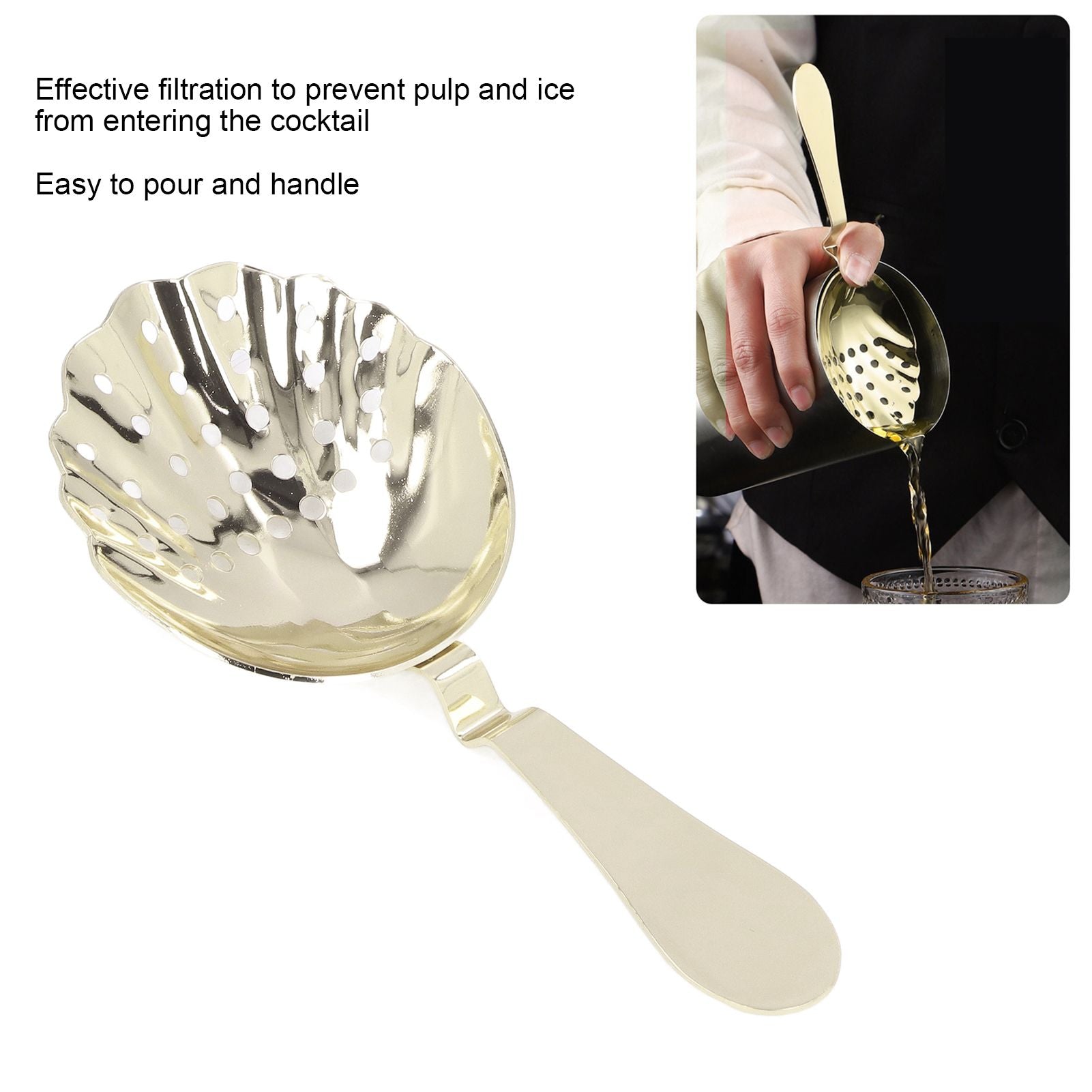 Cocktail Strainer Anti Rust Efficient Filtering Stainless Steel Strainer Bar Tool for Home Mini Bars Clubs V1294-YM0523-3118220066612