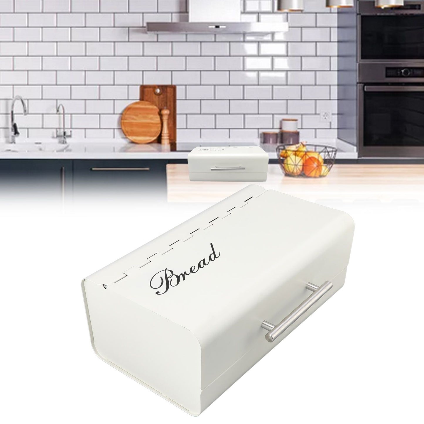Bread Bin Large Capacity Save Countertop Space Bread Storage Container with Clamshell Door for Home Kitchen V1294-YM0523-3118220067412