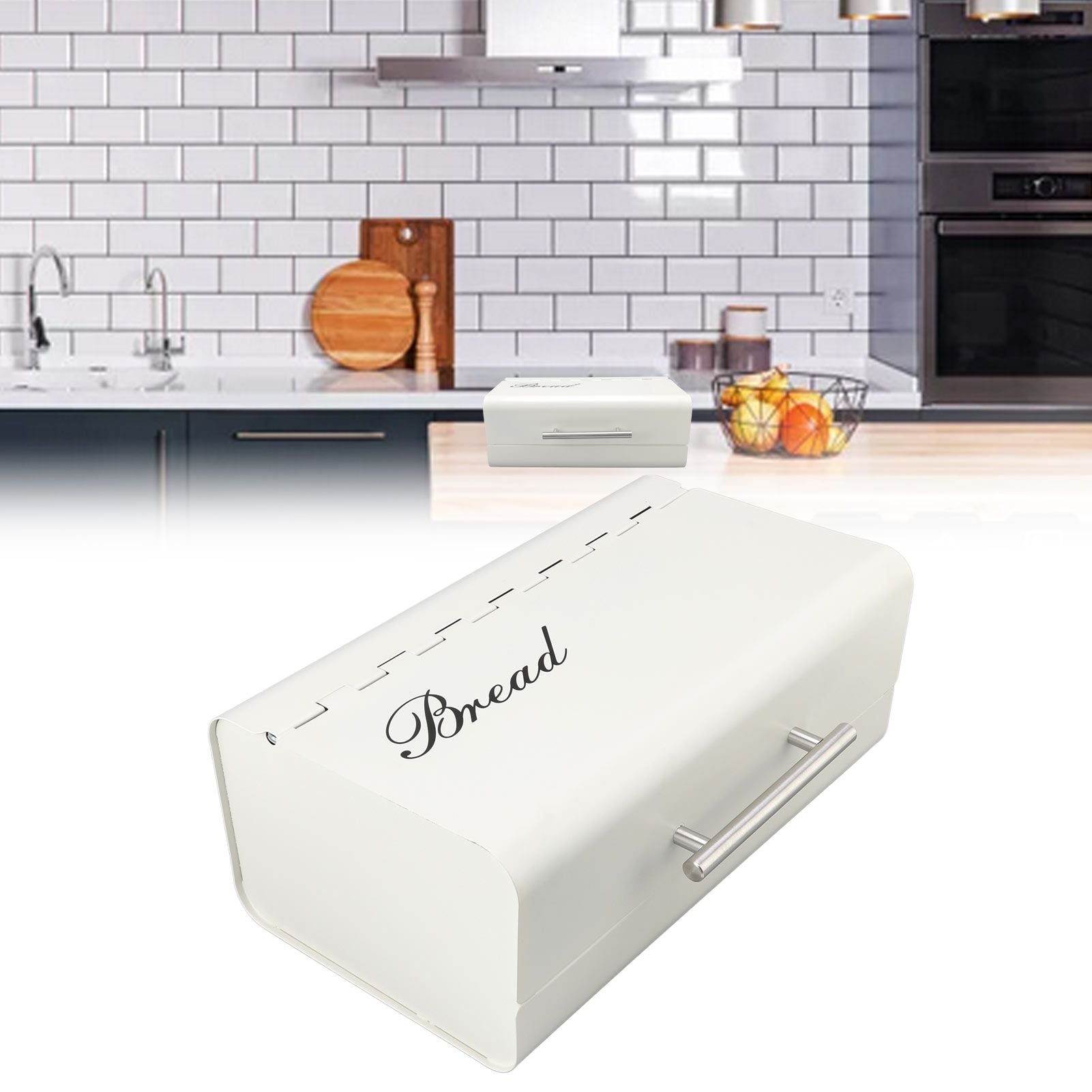 Bread Bin Large Capacity Save Countertop Space Bread Storage Container with Clamshell Door for Home Kitchen V1294-YM0523-3118220067412