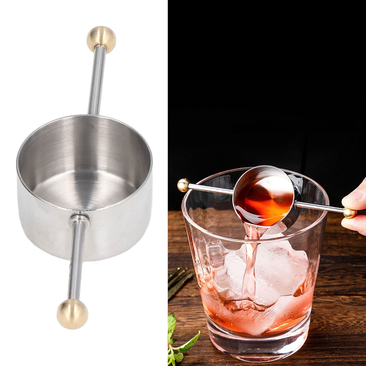 Stainless Steel Measuring Cup Multipurpose Double Ball Bartending Measuring Cup for Home Bar V1294-YM0523-3118220067611