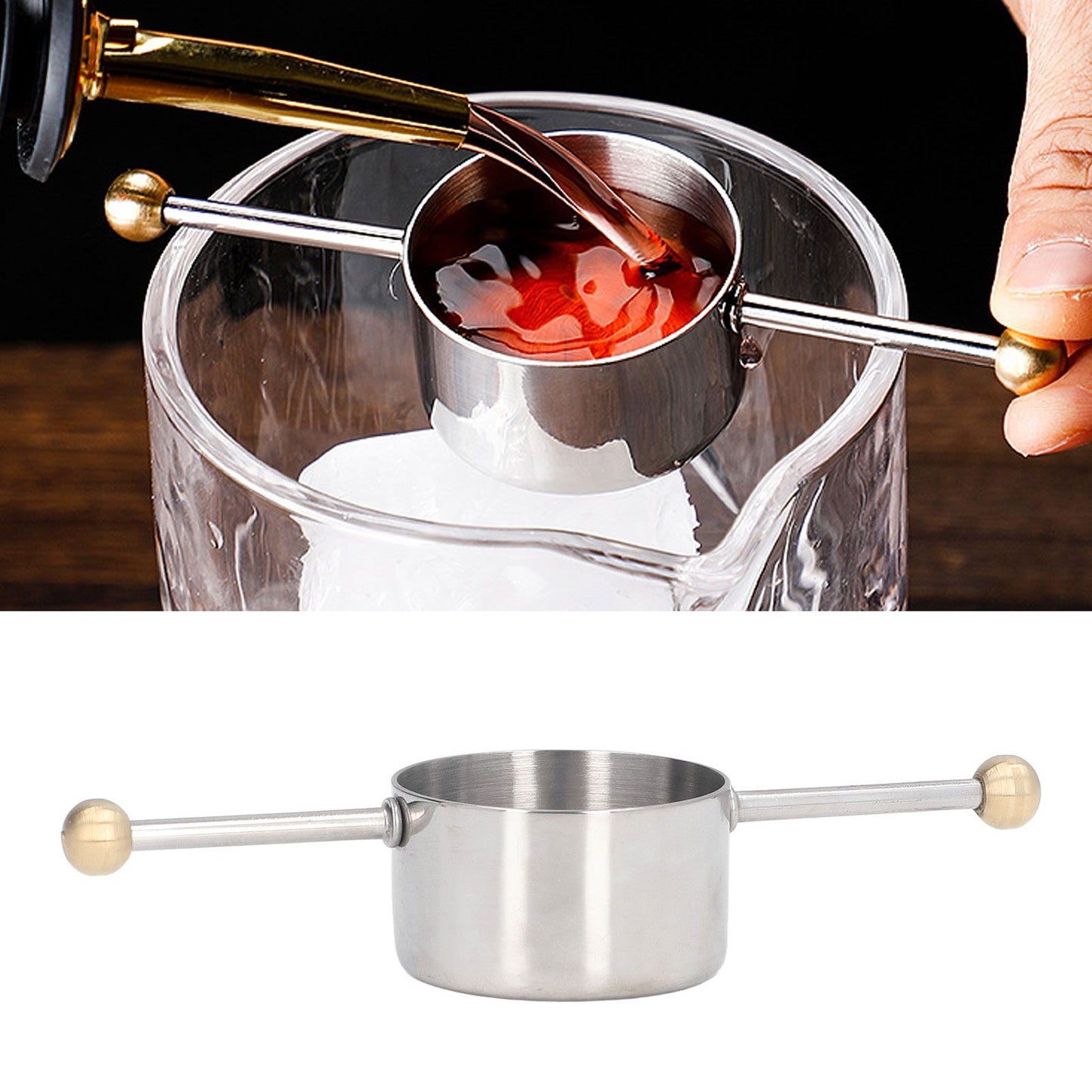 Stainless Steel Measuring Cup Multipurpose Double Ball Bartending Measuring Cup for Home Bar V1294-YM0523-3118220067611
