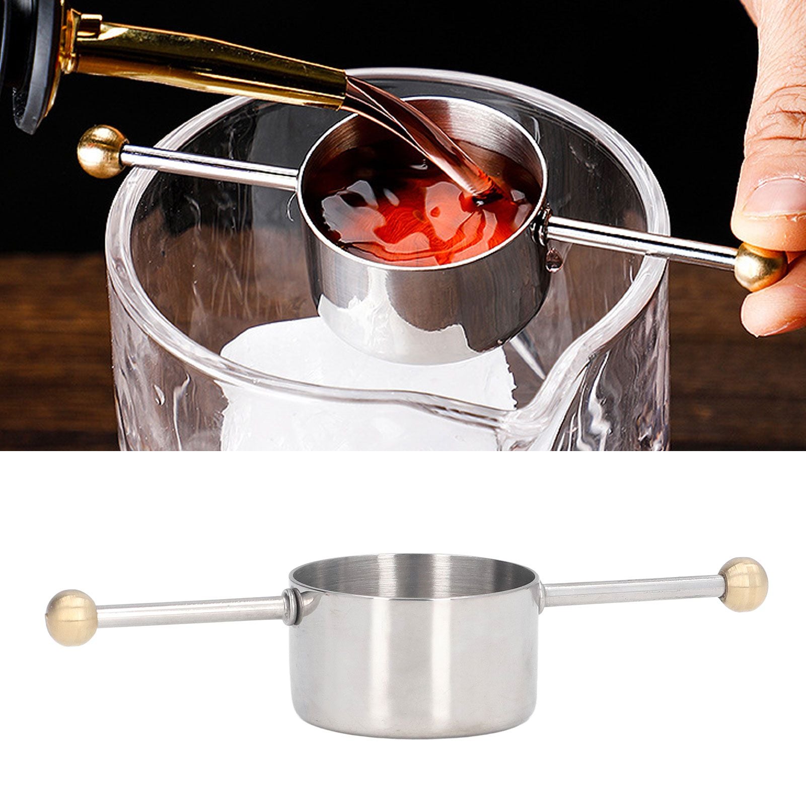 Stainless Steel Measuring Cup Multipurpose Double Ball Bartending Measuring Cup for Home Bar V1294-YM0523-3118220067611