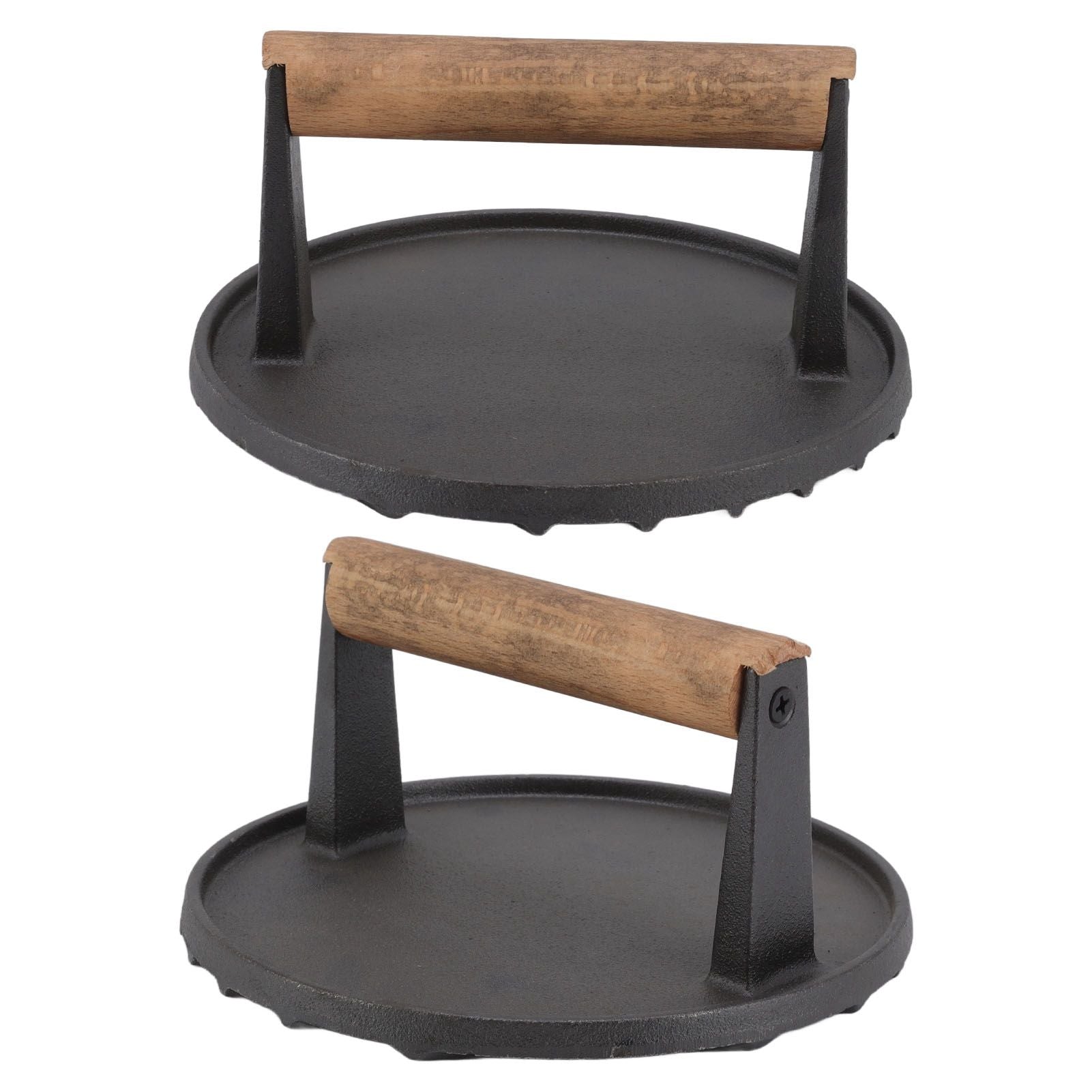Cast Iron Grill Press Round Heavy Duty 3 Lbs Prevent Scalding Burger Press with Handle for Kitchen V1294-YM0523-3118220068911