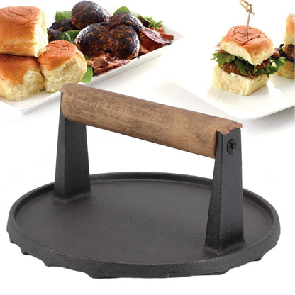 Cast Iron Grill Press Round Heavy Duty 3 Lbs Prevent Scalding Burger Press with Handle for Kitchen V1294-YM0523-3118220068911