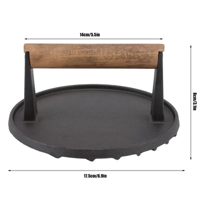 Cast Iron Grill Press Round Heavy Duty 3 Lbs Prevent Scalding Burger Press with Handle for Kitchen V1294-YM0523-3118220068911