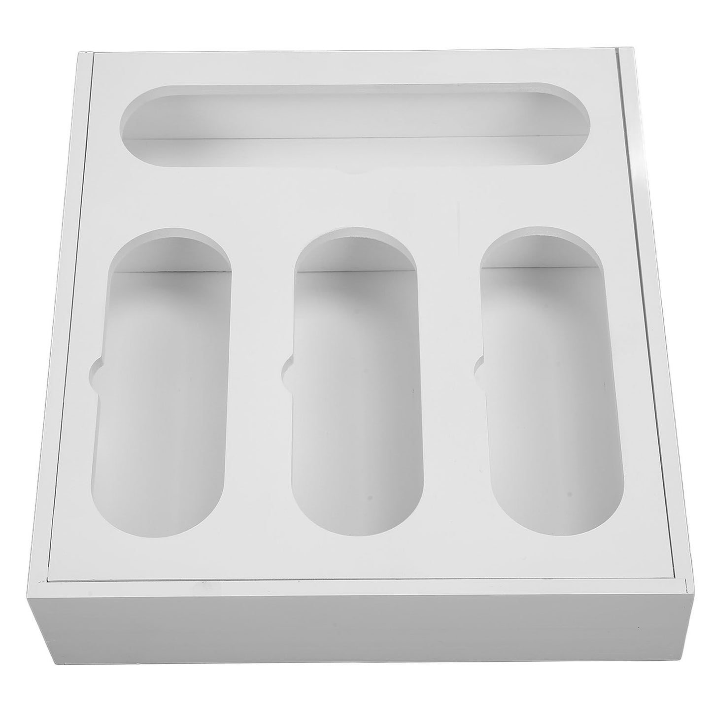 Food Storage Bag Container Bamboo Polished Finish Drawer Design Food Bag Storage Box for Kitchen Home White V1294-YM0523-3118220069212