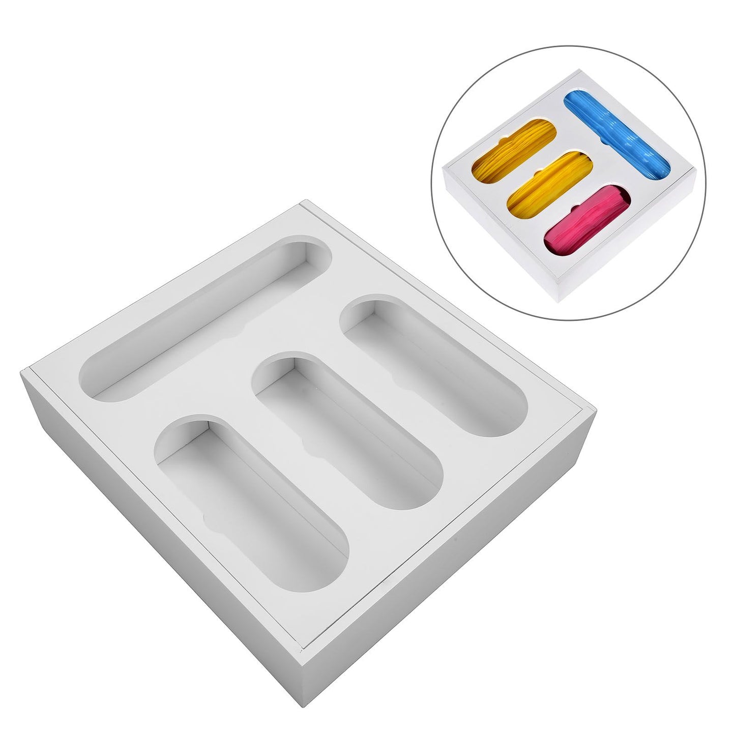 Food Storage Bag Container Bamboo Polished Finish Drawer Design Food Bag Storage Box for Kitchen Home White V1294-YM0523-3118220069212