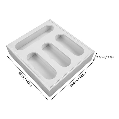 Food Storage Bag Container Bamboo Polished Finish Drawer Design Food Bag Storage Box for Kitchen Home White V1294-YM0523-3118220069212