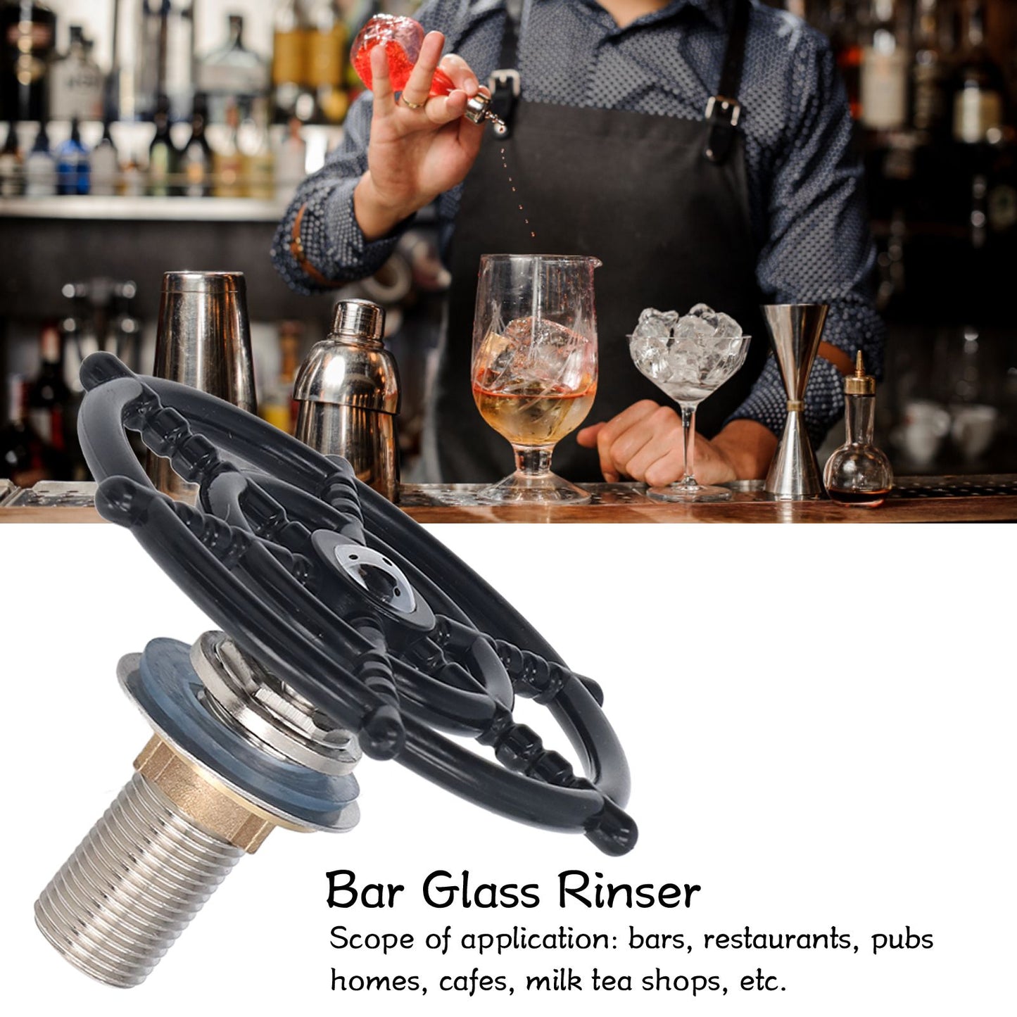G1/2 External Thread High Pressure Cup Washer Stainless Steel Bottle Cleaning Sprayer for Beer Glass Coffee V1294-YM0523-3118220069511