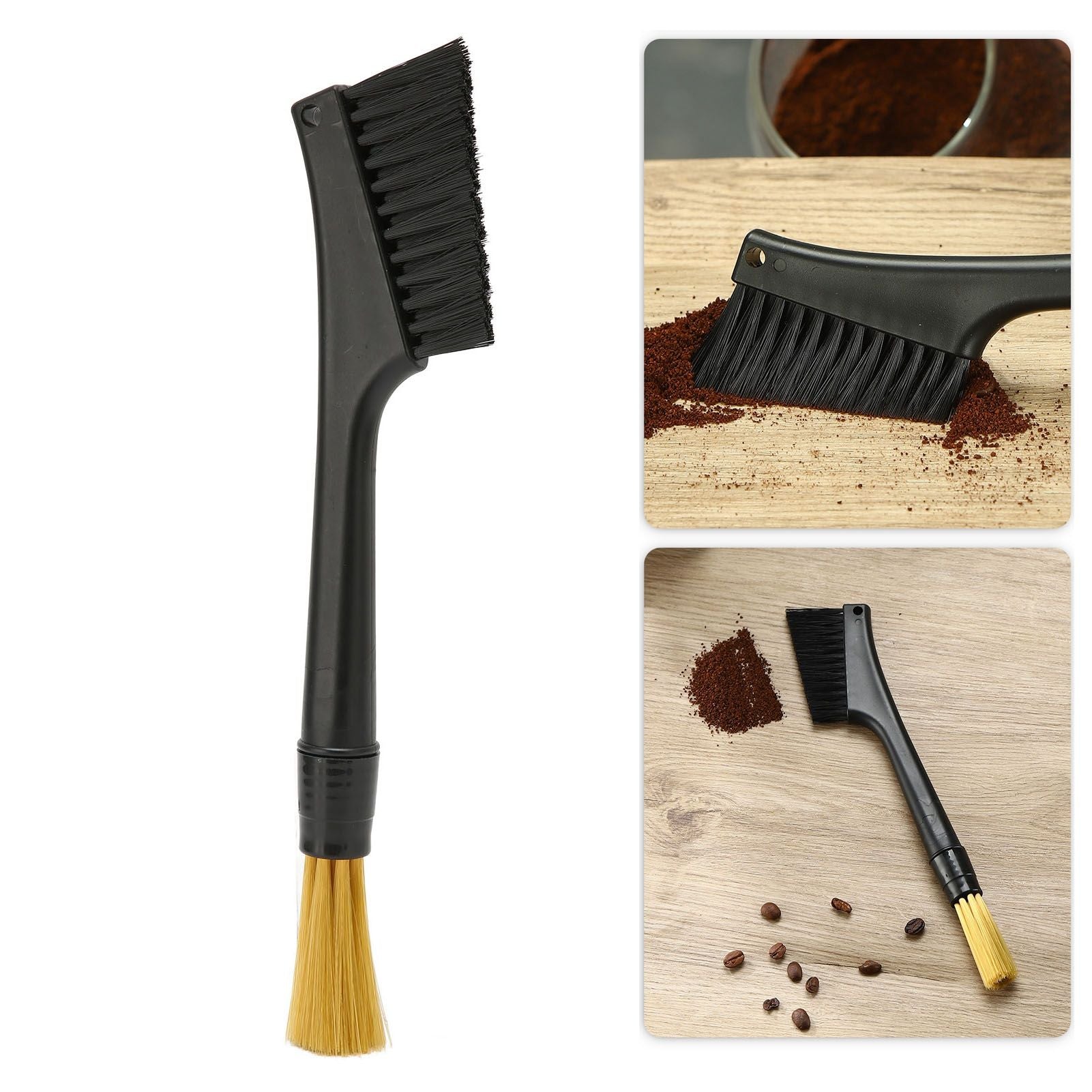 Coffee Brush Both Ends Removable Bottom Hanging Hole Design Round Handle Soft Elongated Brush Cleaner for Cafe V1294-YM0523-3118220070211