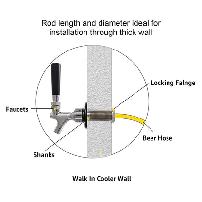 55mm Beer Tap Locking Flange G5/8 Draft Beer Flange Rod for Adjustable Keg Beer Dispenser Home Brewing V1294-YM0523-3118220070311