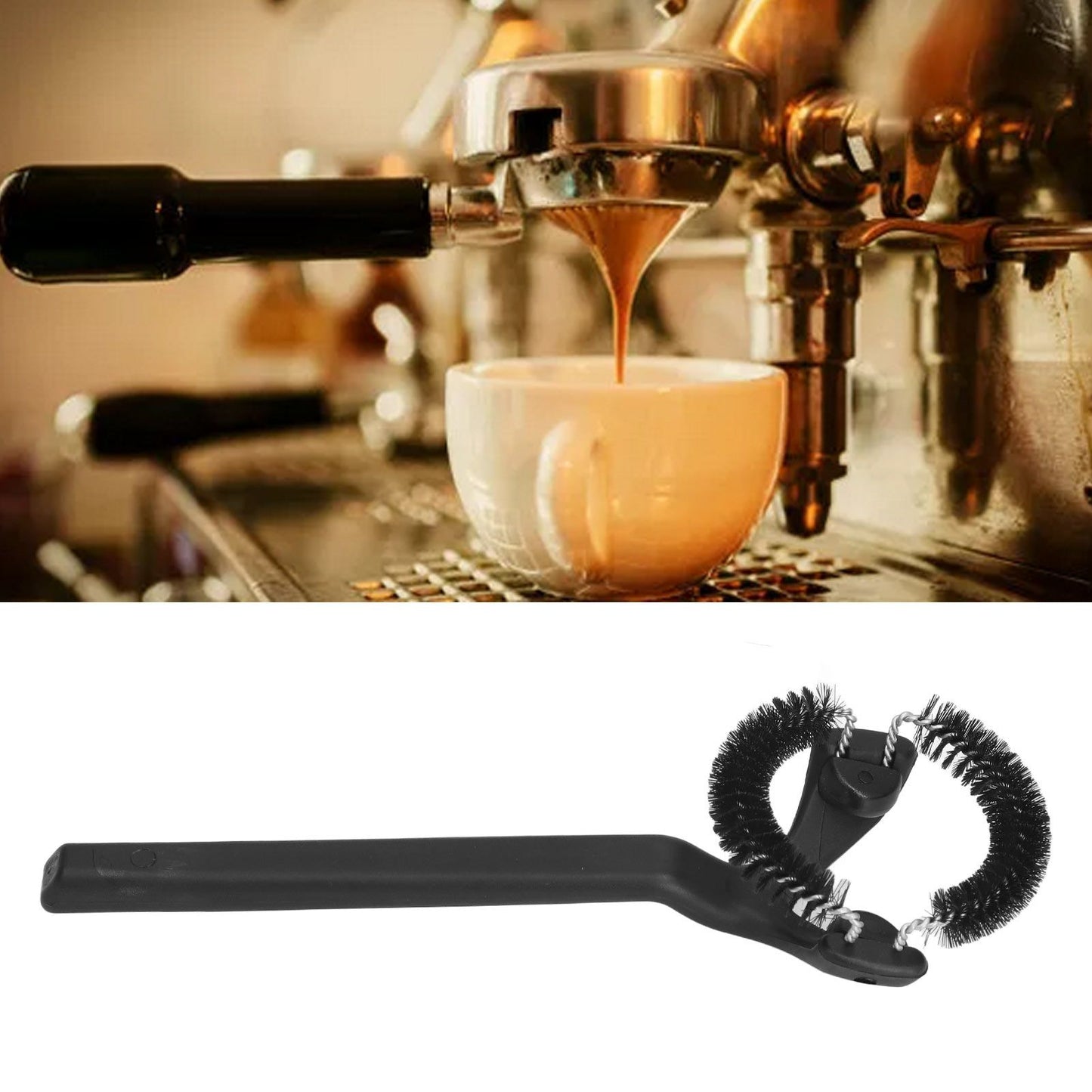 Coffee Machine Cleaning Brush Detachable Round Elbow Coffee Brush Short Handle Brew Head Cleaning Tools 58mm V1294-YM0523-3118220070912