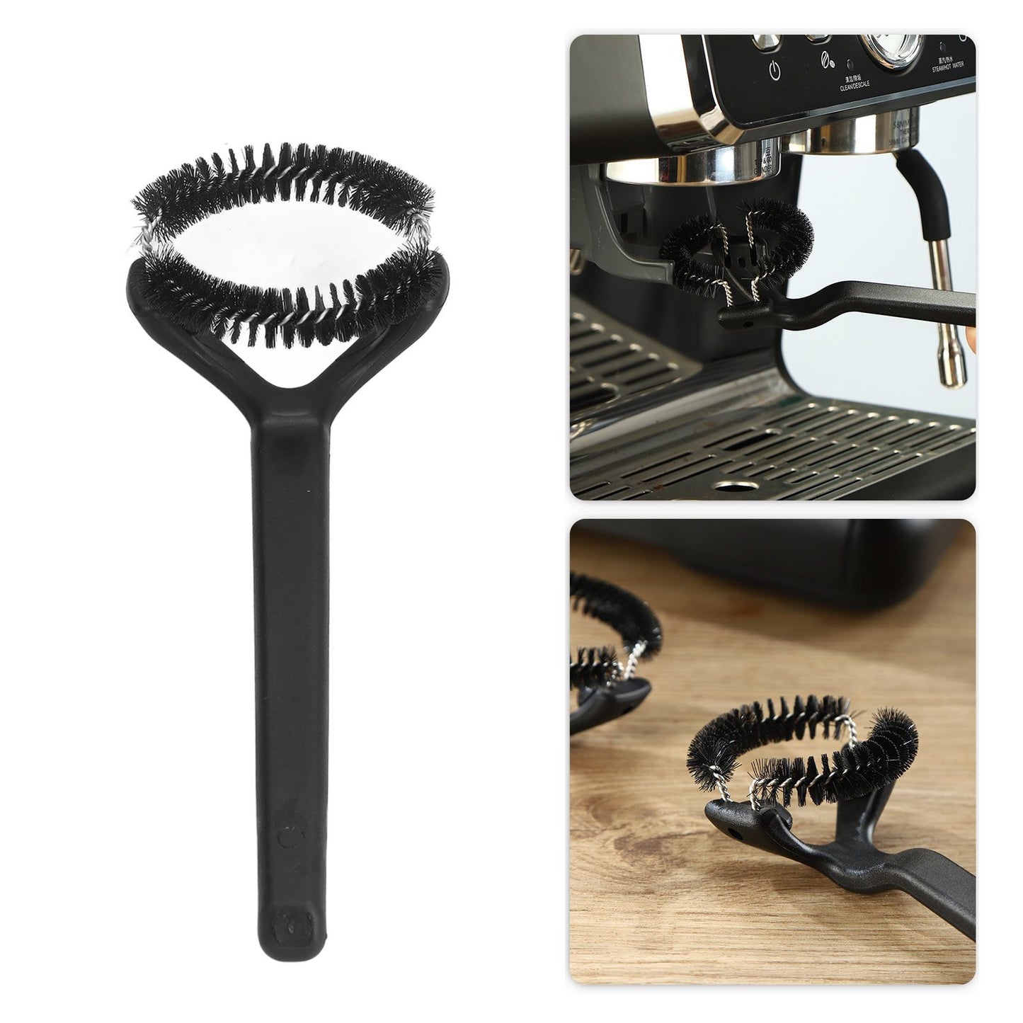 Coffee Machine Cleaning Brush Detachable Round Elbow Coffee Brush Short Handle Brew Head Cleaning Tools 58mm V1294-YM0523-3118220070912