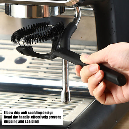 Coffee Machine Cleaning Brush Detachable Round Elbow Coffee Brush Short Handle Brew Head Cleaning Tools 58mm V1294-YM0523-3118220070912