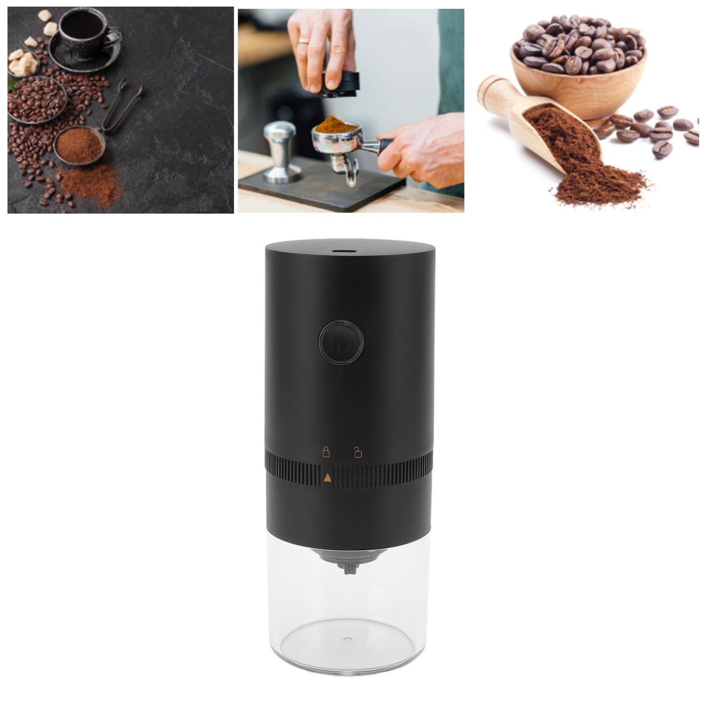 Electric Coffee Grinder USB Charging Black Simple Operation Coffee Bean Grinder for Home Camping Travel 3.7V V1294-YM0523-3118220071011