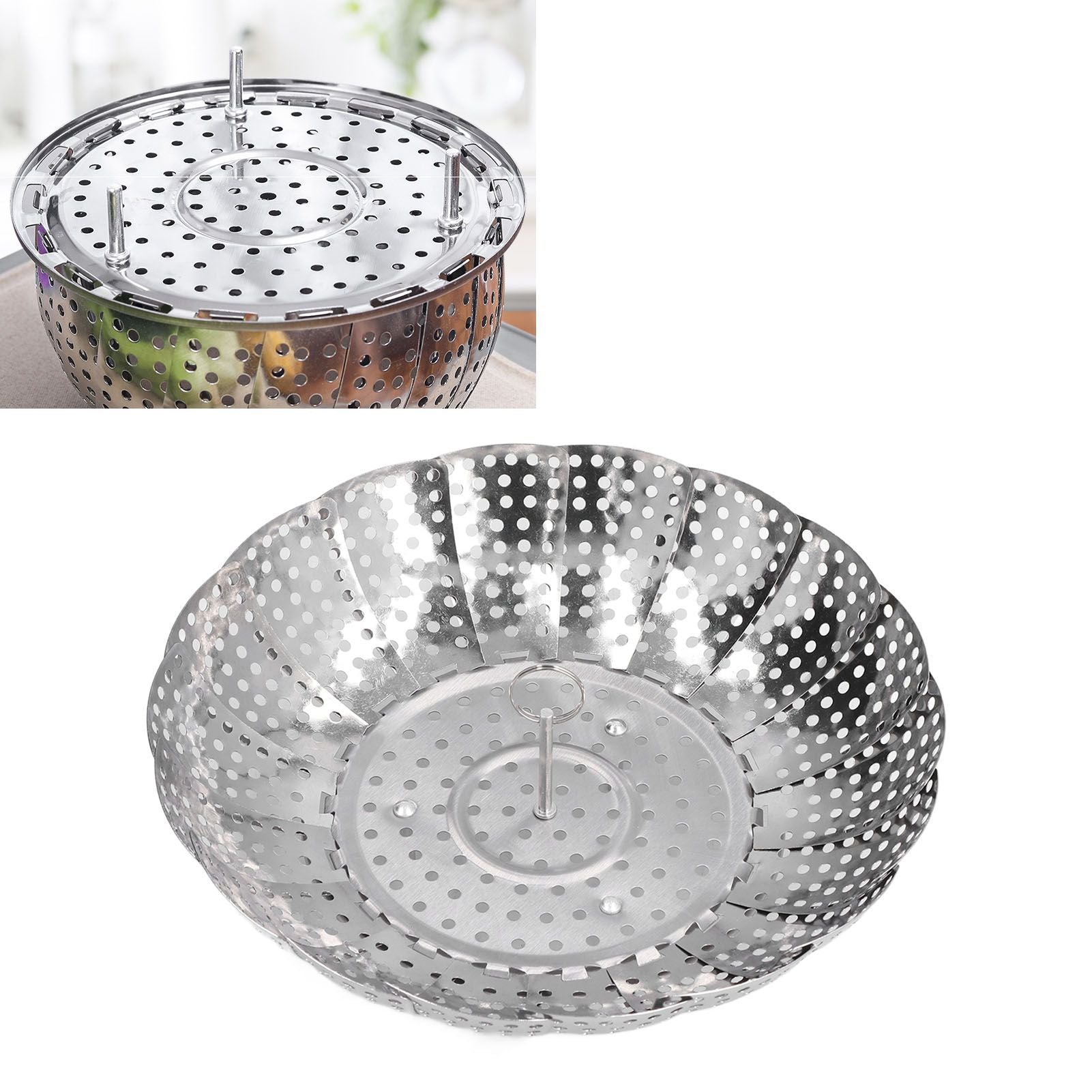 Steaming Plate Detachable Handle Design Retractable Stainless Steel Corrosion Resistant Food Steaming Tray V1294-YM0523-3118220073611