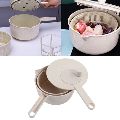 Small Salad Spinner BPA Free Multipurpose Vegetable Washer with Handle and Drain Basket for Home Kitchen V1294-YM0523-3118220074611