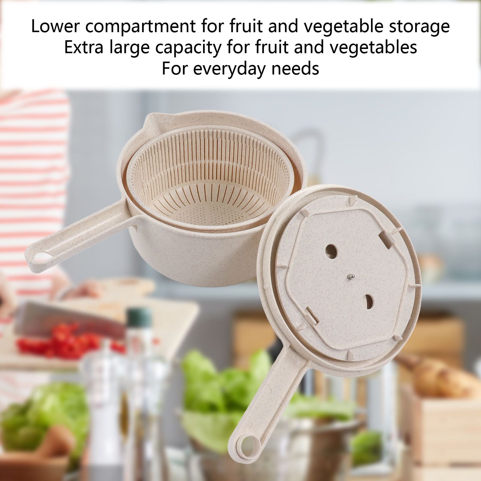 Small Salad Spinner BPA Free Multipurpose Vegetable Washer with Handle and Drain Basket for Home Kitchen V1294-YM0523-3118220074611