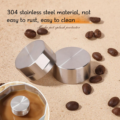 2Pcs Moka Coffee Pot Splashing Proof Cover Anti Rust Stainless Steel Splash Cap Accessory V1294-YM0523-3118220074911
