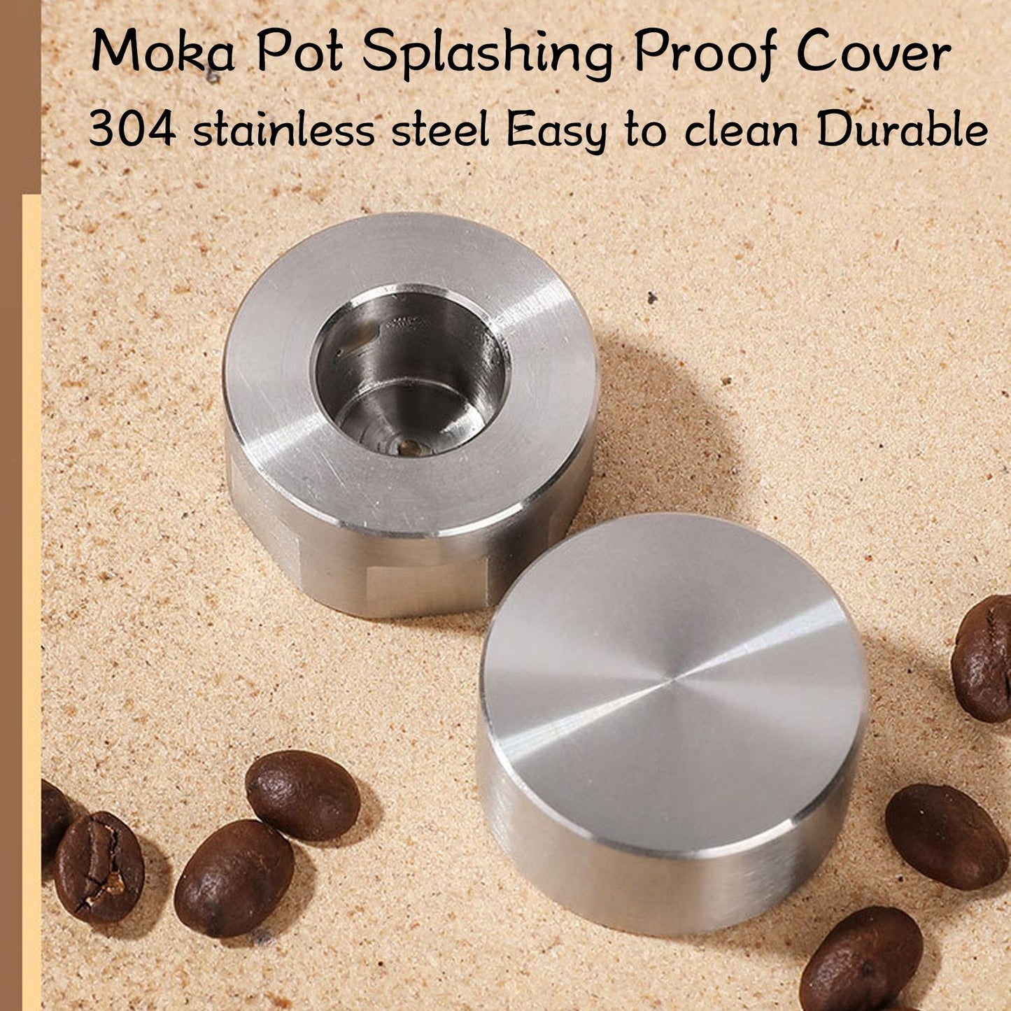 2Pcs Moka Coffee Pot Splashing Proof Cover Anti Rust Stainless Steel Splash Cap Accessory V1294-YM0523-3118220074911