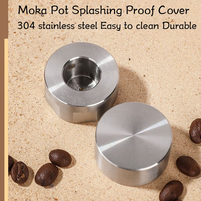 2Pcs Moka Coffee Pot Splashing Proof Cover Anti Rust Stainless Steel Splash Cap Accessory V1294-YM0523-3118220074911