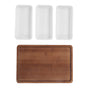 Snack Serving Tray Coffee Ceramic Segmented Long Strip Dishes Set with Bamboo Pallets for Cookies Nuts Bread V1294-YM0523-3118220075611