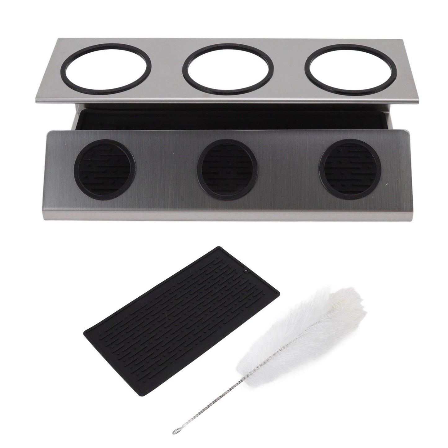 Bottle Drain Drying Rack 304 Stainless Steel Silicone Pad Silver 3 Holes Soda Bottle Drying Rack for Home V1294-YM0523-3118220075811
