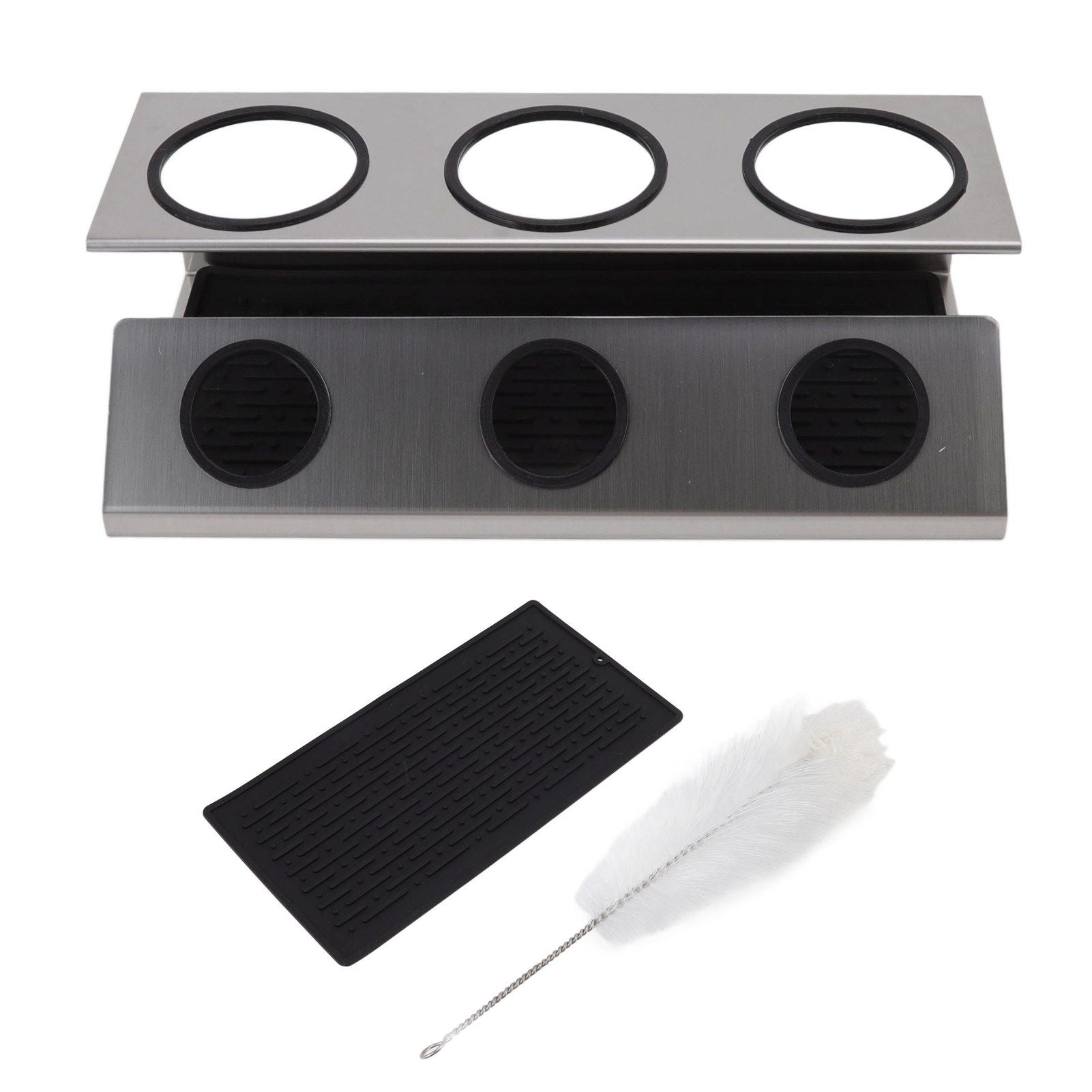 Bottle Drain Drying Rack 304 Stainless Steel Silicone Pad Silver 3 Holes Soda Bottle Drying Rack for Home V1294-YM0523-3118220075811