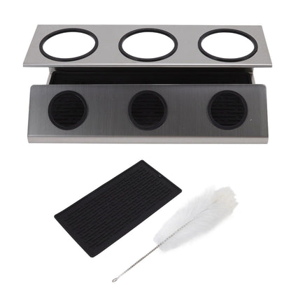 Bottle Drain Drying Rack 304 Stainless Steel Silicone Pad Silver 3 Holes Soda Bottle Drying Rack for Home V1294-YM0523-3118220075811