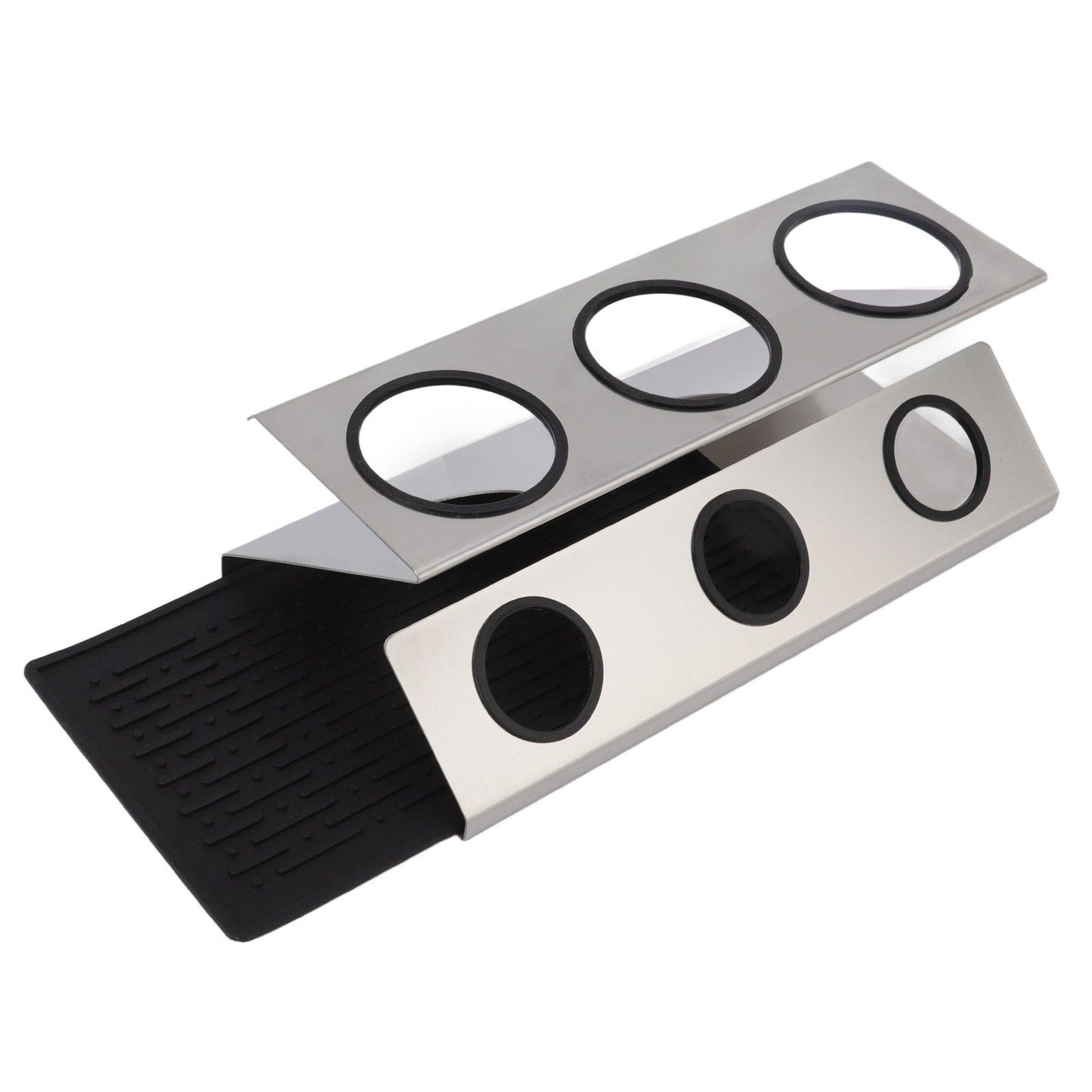Bottle Drain Drying Rack 304 Stainless Steel Silicone Pad Silver 3 Holes Soda Bottle Drying Rack for Home V1294-YM0523-3118220075811