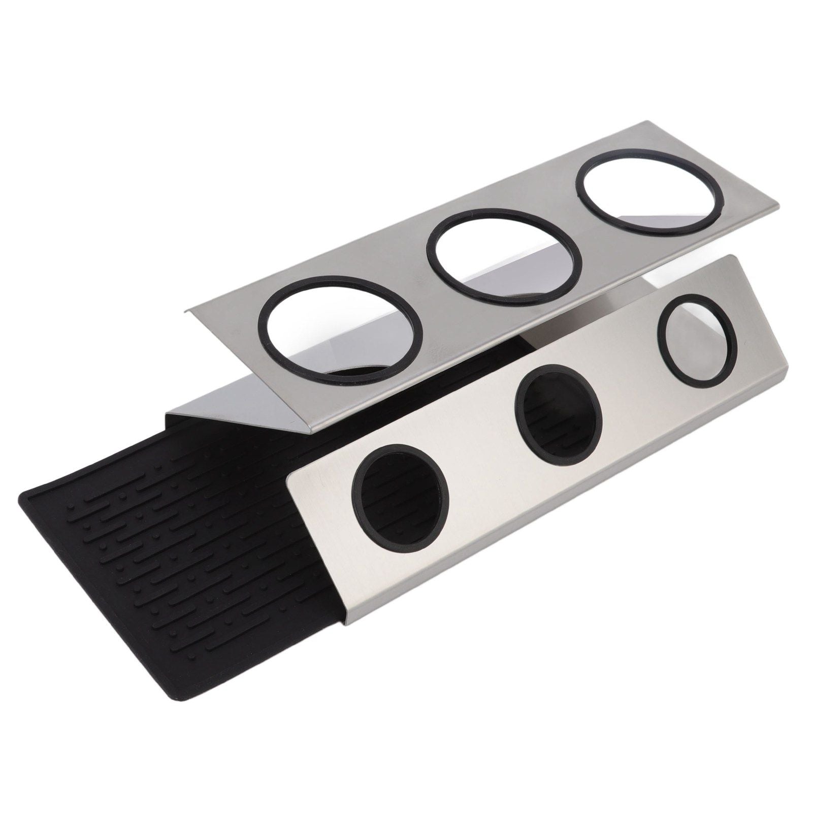 Bottle Drain Drying Rack 304 Stainless Steel Silicone Pad Silver 3 Holes Soda Bottle Drying Rack for Home V1294-YM0523-3118220075811