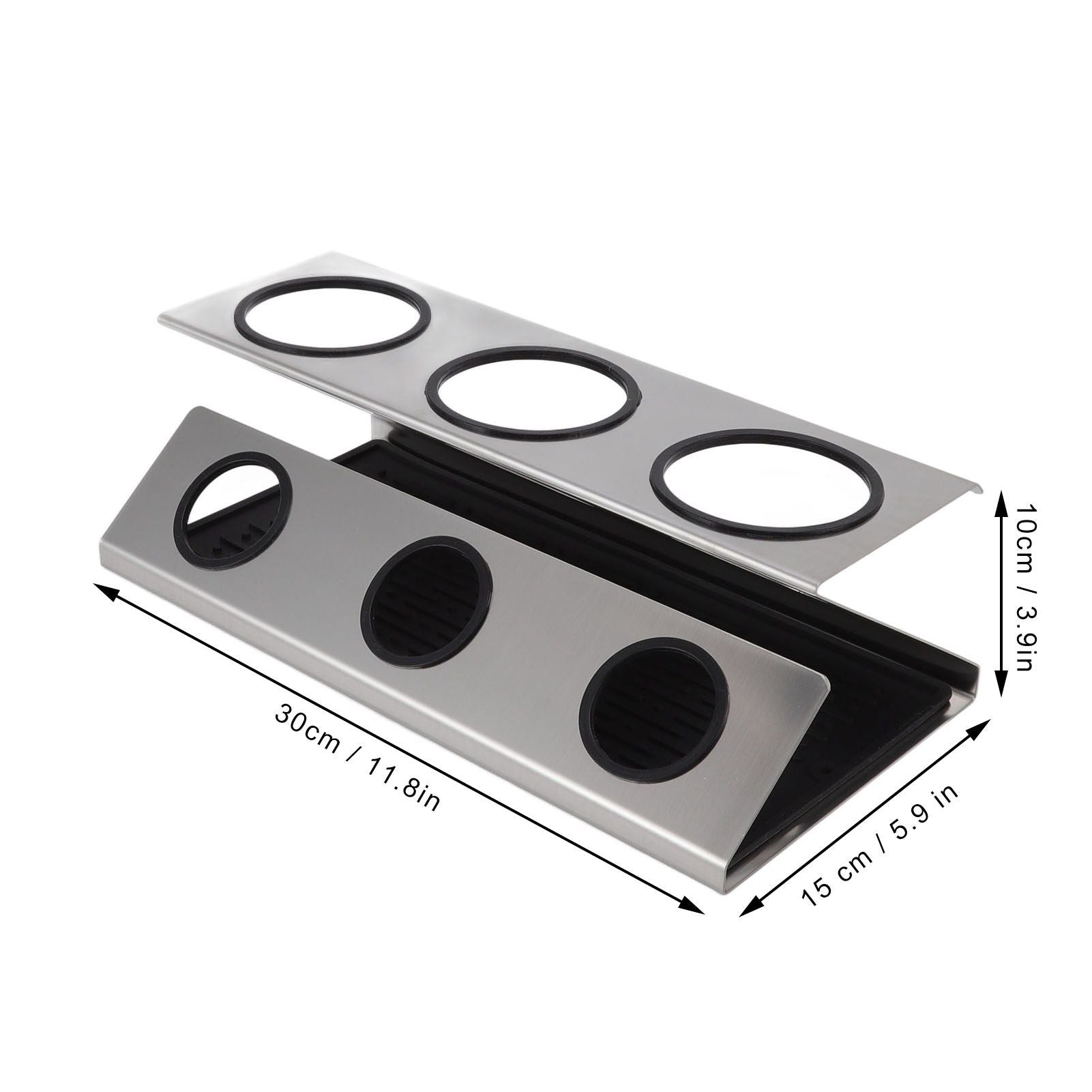Bottle Drain Drying Rack 304 Stainless Steel Silicone Pad Silver 3 Holes Soda Bottle Drying Rack for Home V1294-YM0523-3118220075811